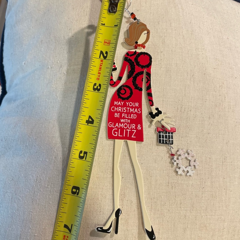 🎁 Glitzy Girl ornament, Santa hat & stocking - Picture 6 of 7